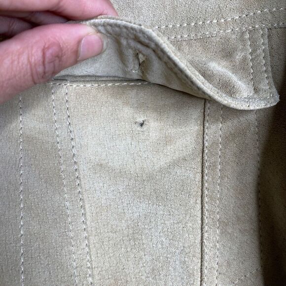 GAP Product RED Leather Mens SZ XL Suede Jacket Y2K Beige Military Rare Boxy - Picture 9 of 16